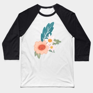 Cute Happy Flower Bunch Baseball T-Shirt